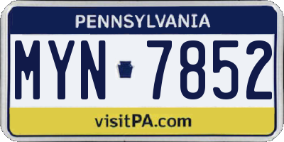 PA license plate MYN7852