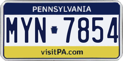 PA license plate MYN7854