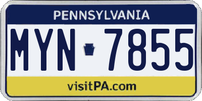 PA license plate MYN7855