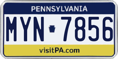 PA license plate MYN7856