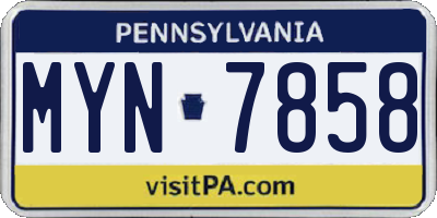 PA license plate MYN7858