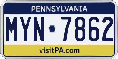 PA license plate MYN7862