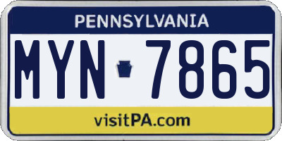 PA license plate MYN7865