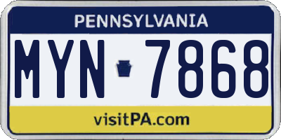 PA license plate MYN7868