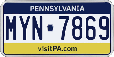 PA license plate MYN7869