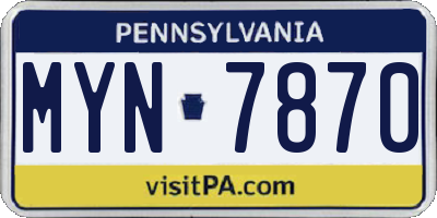 PA license plate MYN7870