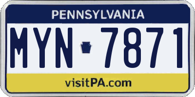 PA license plate MYN7871