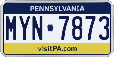 PA license plate MYN7873