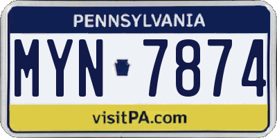 PA license plate MYN7874