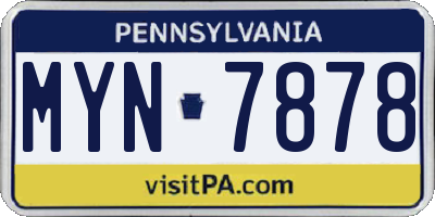 PA license plate MYN7878
