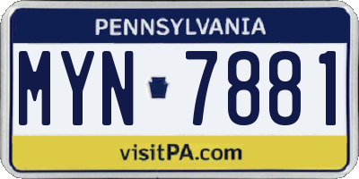 PA license plate MYN7881