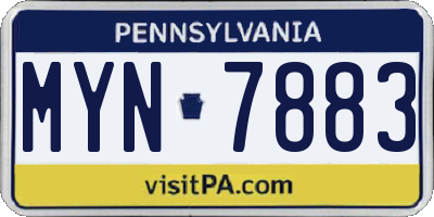 PA license plate MYN7883