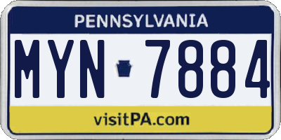 PA license plate MYN7884