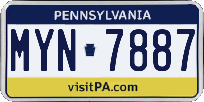 PA license plate MYN7887