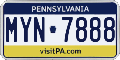 PA license plate MYN7888