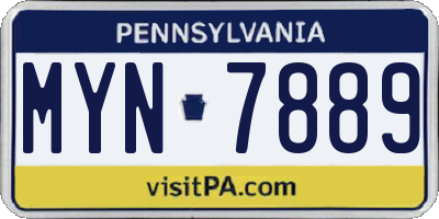 PA license plate MYN7889