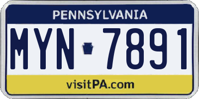 PA license plate MYN7891