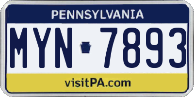 PA license plate MYN7893