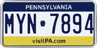 PA license plate MYN7894