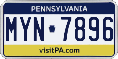 PA license plate MYN7896