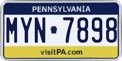 PA license plate MYN7898