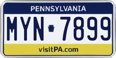 PA license plate MYN7899