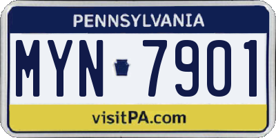 PA license plate MYN7901