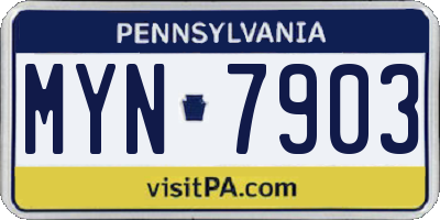 PA license plate MYN7903