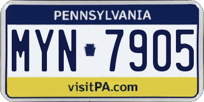 PA license plate MYN7905