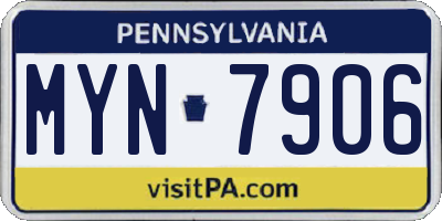 PA license plate MYN7906