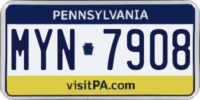 PA license plate MYN7908