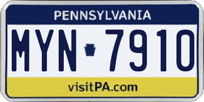 PA license plate MYN7910