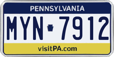 PA license plate MYN7912