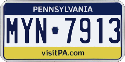 PA license plate MYN7913