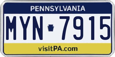 PA license plate MYN7915
