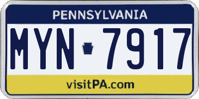 PA license plate MYN7917