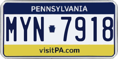 PA license plate MYN7918