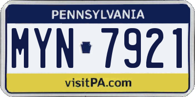 PA license plate MYN7921