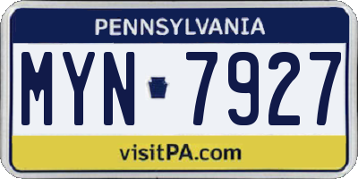 PA license plate MYN7927