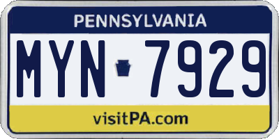 PA license plate MYN7929