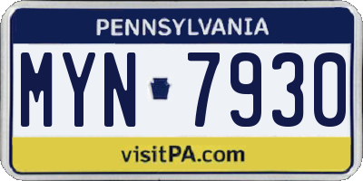 PA license plate MYN7930