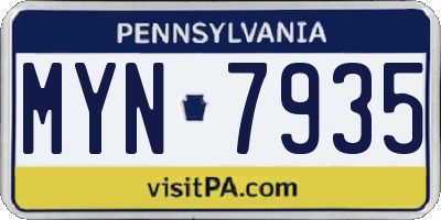 PA license plate MYN7935
