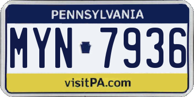 PA license plate MYN7936