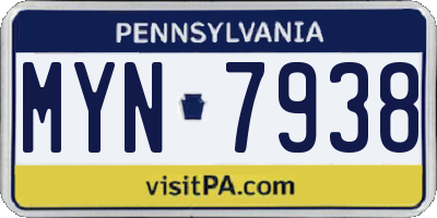 PA license plate MYN7938