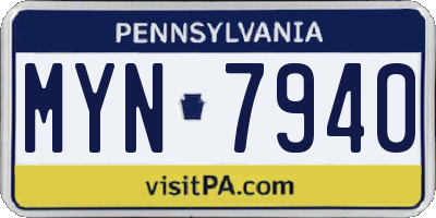 PA license plate MYN7940