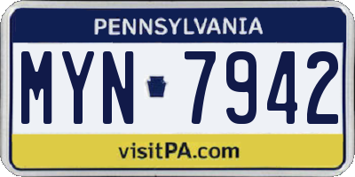PA license plate MYN7942