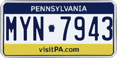 PA license plate MYN7943