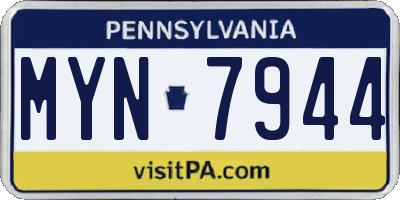 PA license plate MYN7944