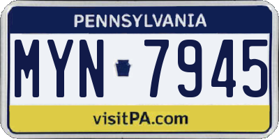 PA license plate MYN7945