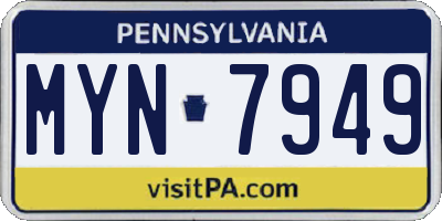 PA license plate MYN7949